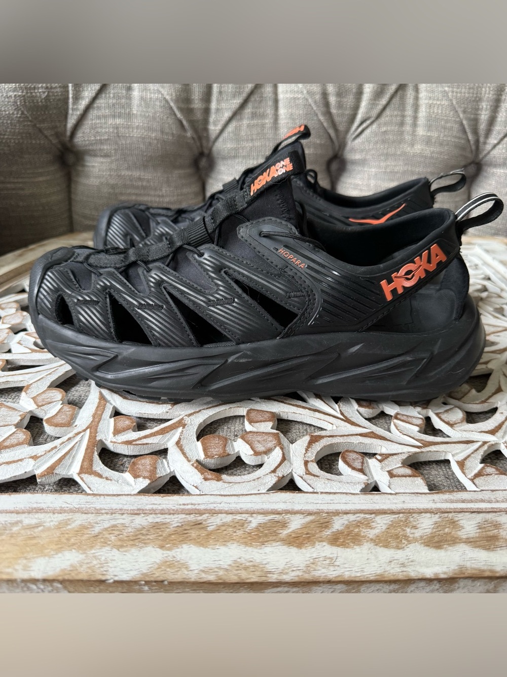 Hoka Black Hopara Men’s Sandals Shoes 11